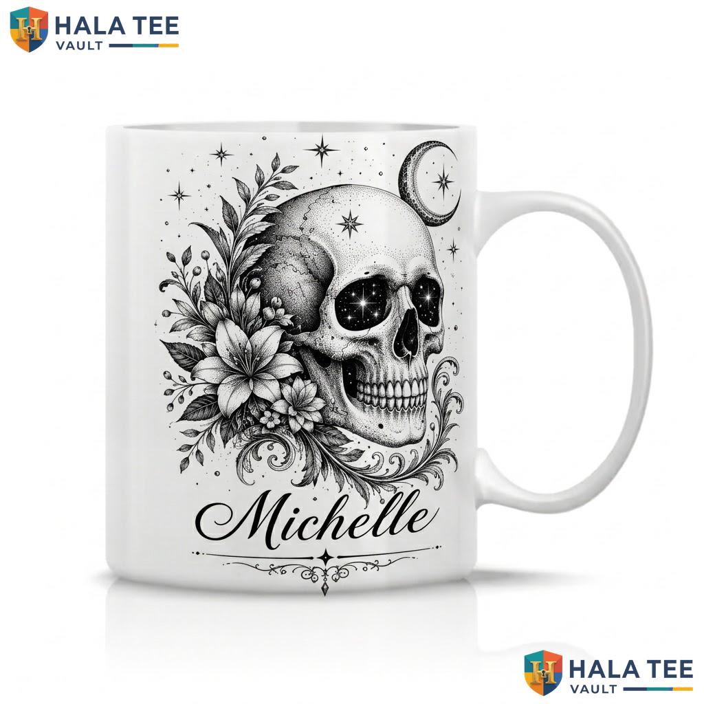 Antique Literature Skull Halloween Cup Personalized Vintage Witch Ceramic Mug