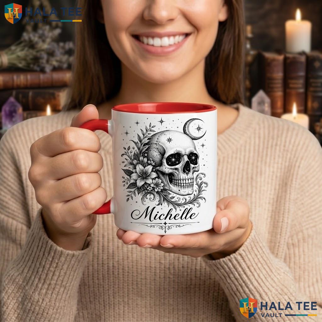 Antique Literature Skull Halloween Camping Mug Personalized Vintage Witch Ceramic Mug