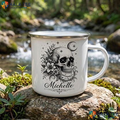 Antique Literature Skull Halloween Accent Mug Personalized Vintage Witch Ceramic Mug