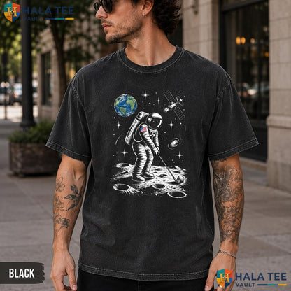 Astronaut Galaxy Washed T-Shirt Cool Space Moon Design For Men And Women