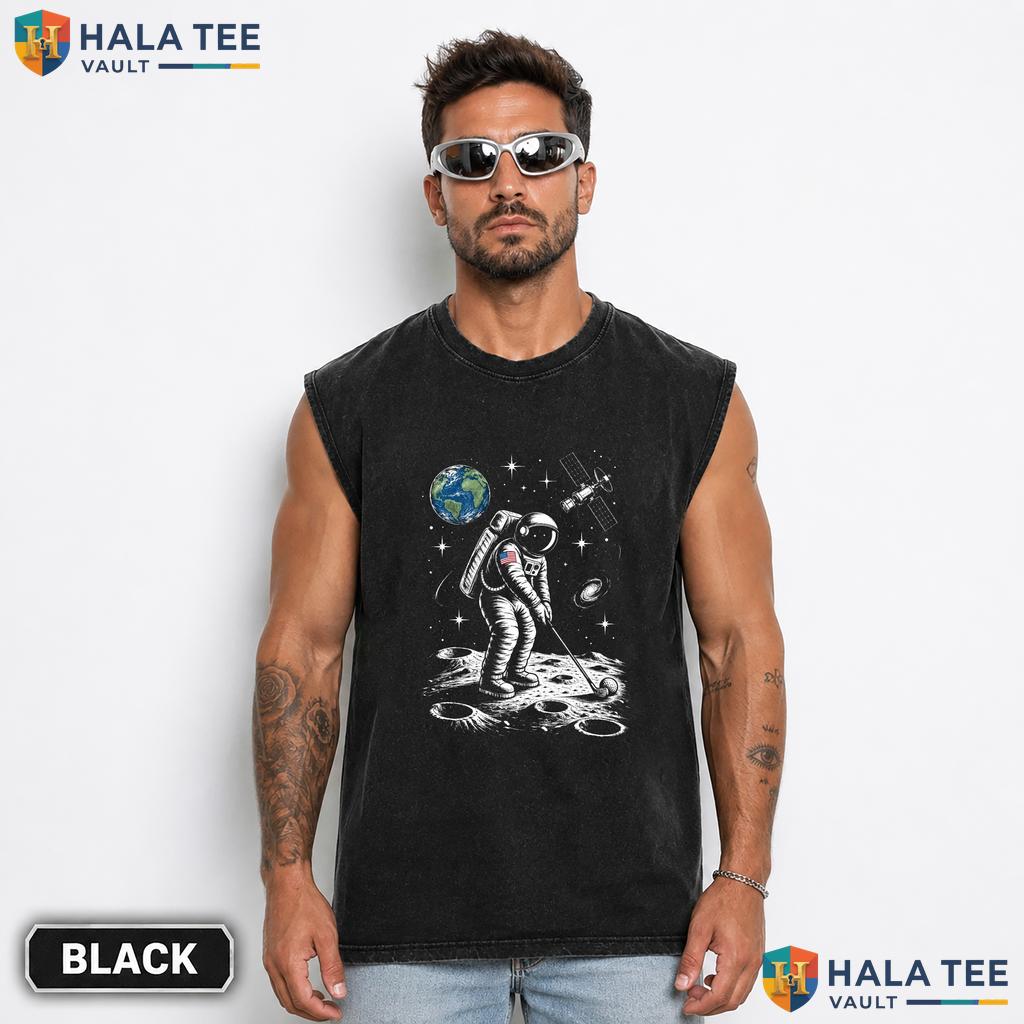 Astronaut Galaxy Streetwear Washed T-Shirt Cool Space Moon Design For Men And Women