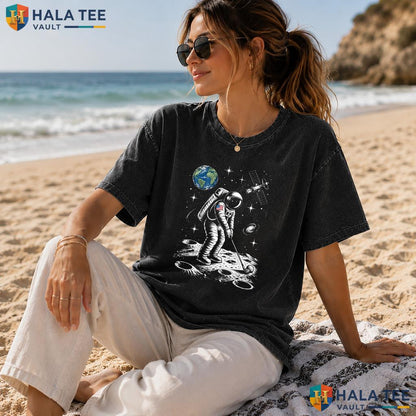 Astronaut Galaxy Heavyweight Washed Shirt Cool Space Moon Design For Men And Women