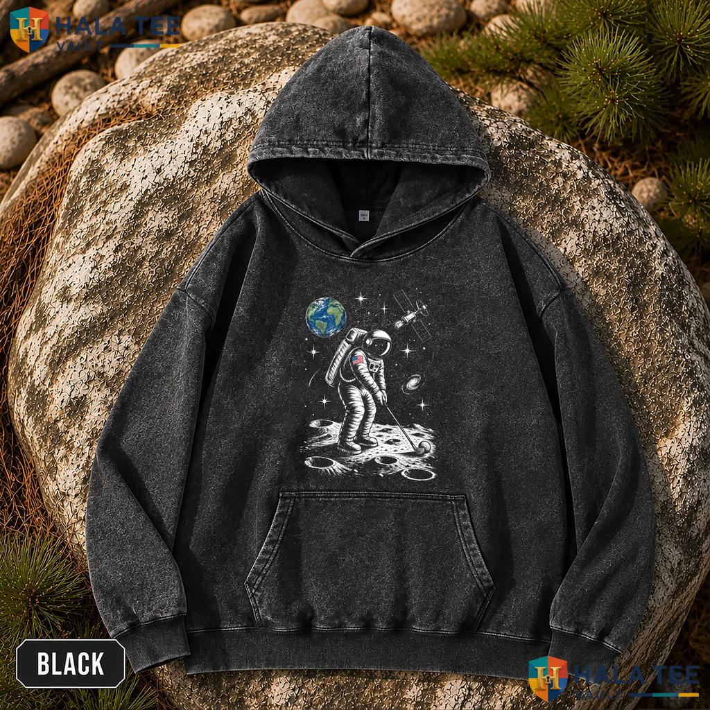 Astronaut Galaxy Vintage Washed Shirt Cool Space Moon Design For Men And Women