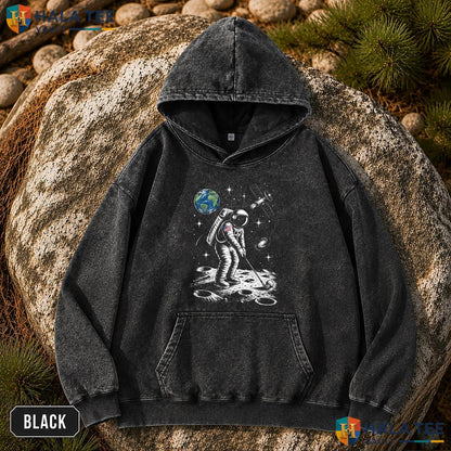 Astronaut Galaxy Vintage Washed Shirt Cool Space Moon Design For Men And Women