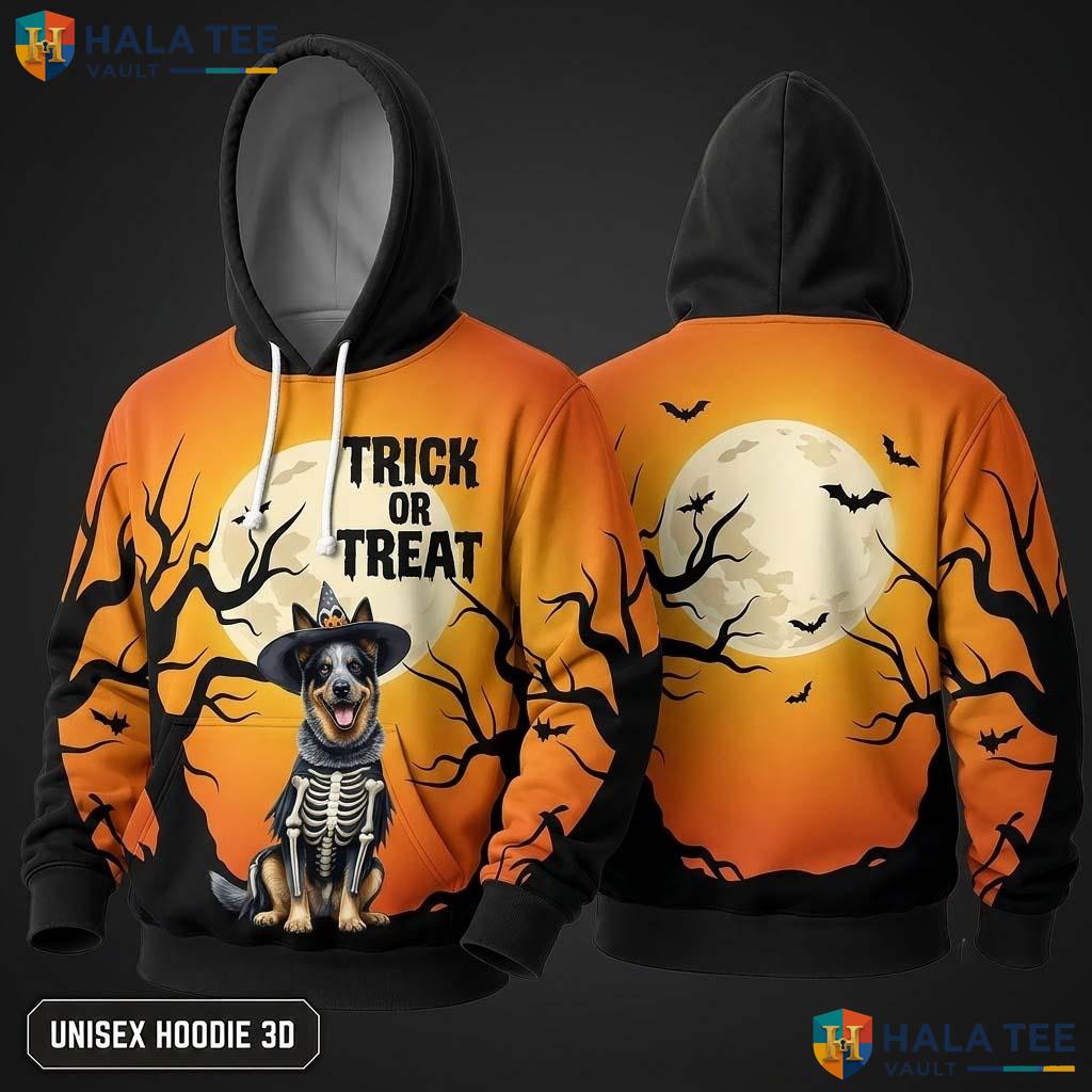 Australian Cattle Dog 3D Hoodie Cool Trick Or Treat Skeleton Halloween