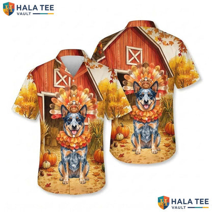Australian Cattle Dog Thanksgiving Hawaiian Shirt Fall Scene Costume