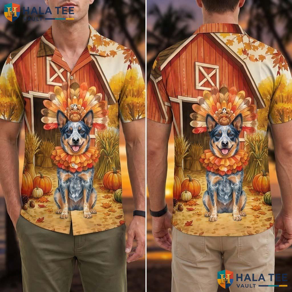 Australian Cattle Dog Thanksgiving Tropical Shirt Fall Scene Costume