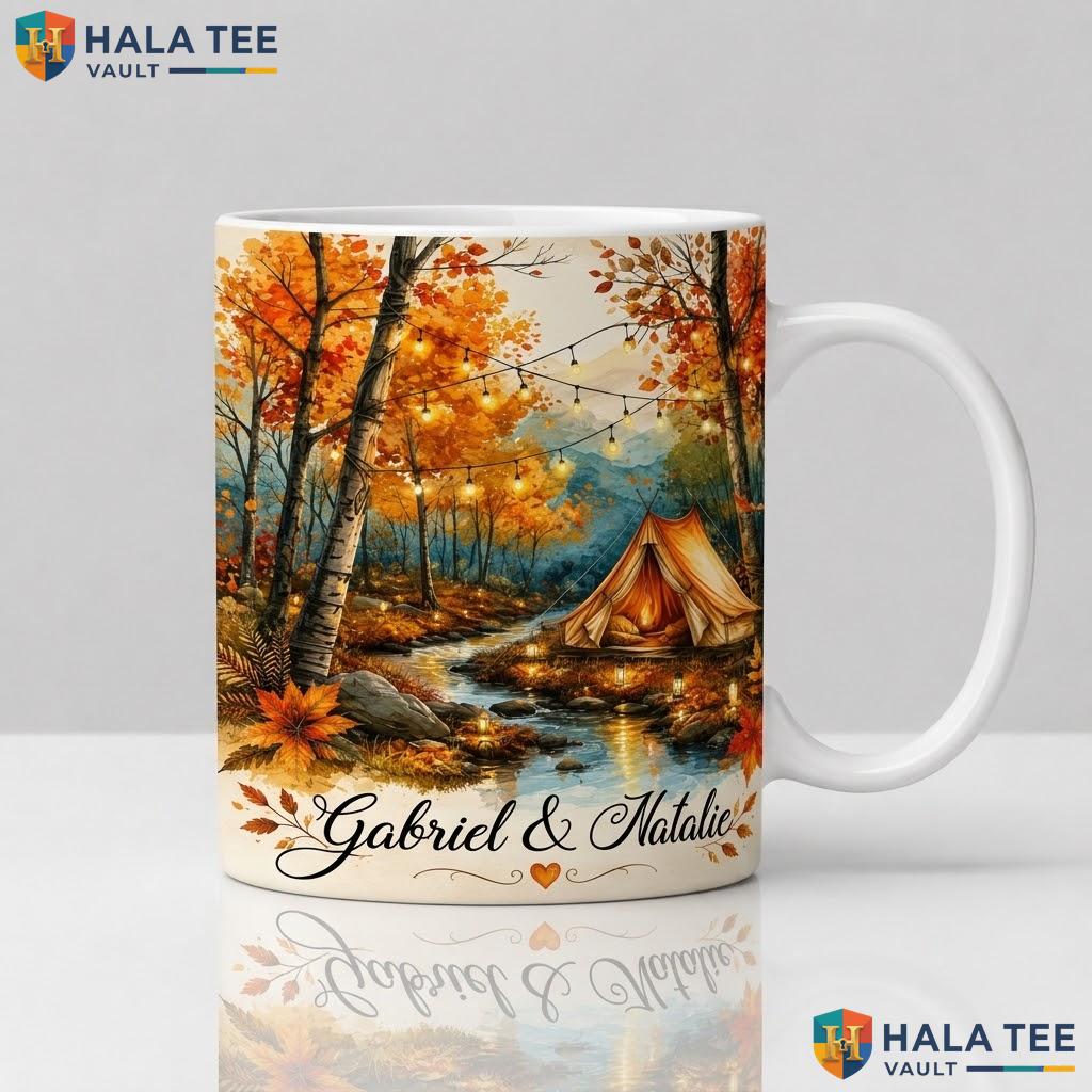 Autumn Camping Custom Ceramic Mug Spooky Halloween Tree Coffee Cup