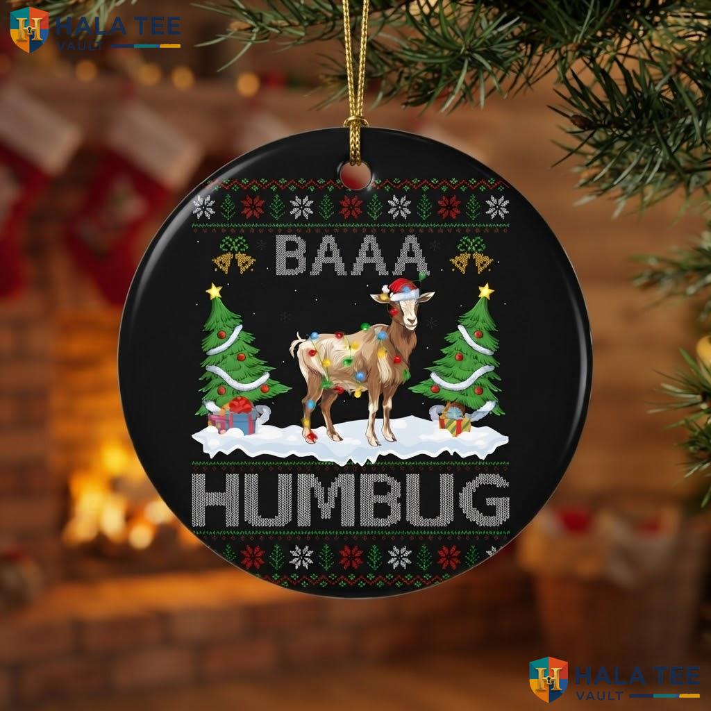 Baaa Humbug Goat Christmas Ornament Tree Lights Funny Holiday Decor