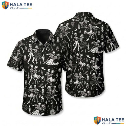 Ballroom Skeleton Halloween Hawaiian Shirt Gothic Vintage Aloha Top