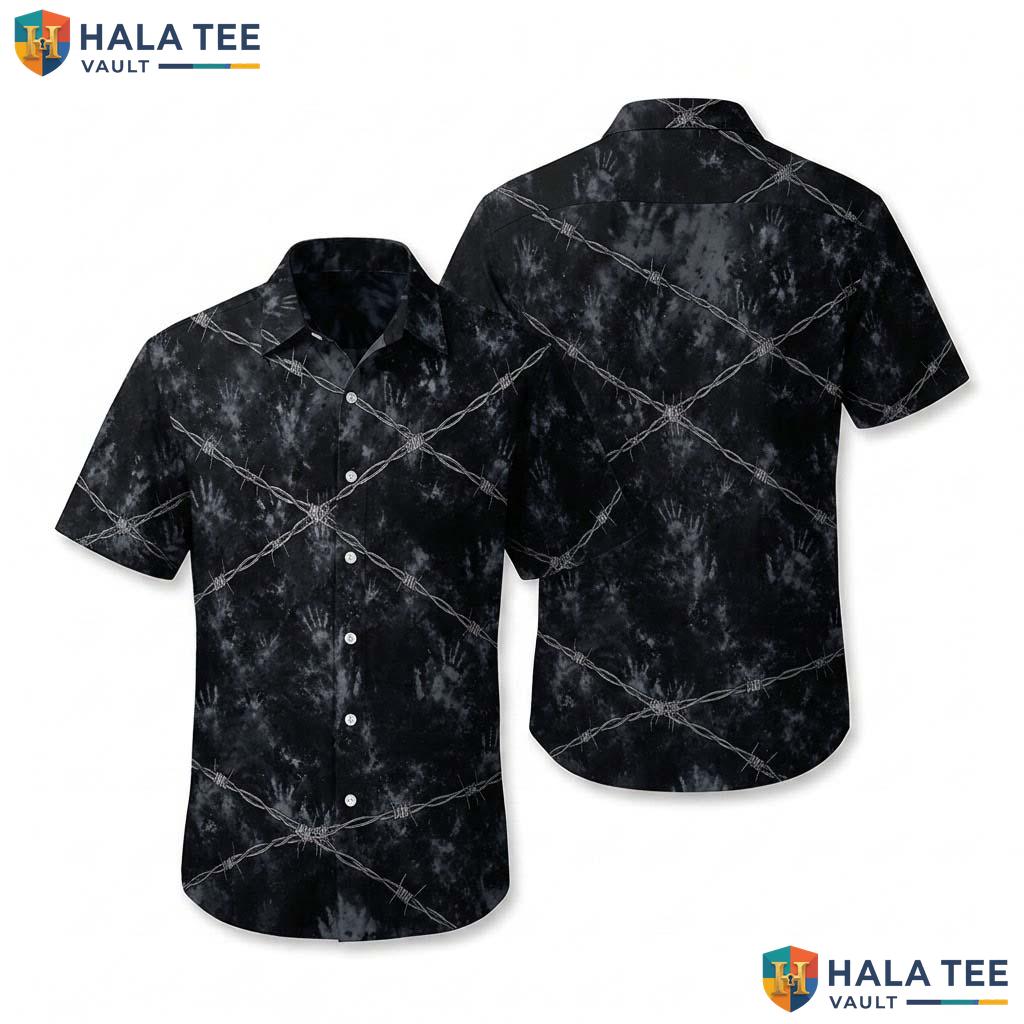 Barbed Wire Halloween Hawaiian Shirt Gothic Horror Tie Dye Aloha Top