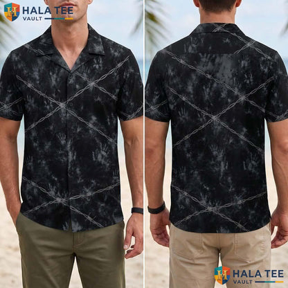 Barbed Wire Halloween Hawaiian Shirt Gothic Horror Tie Dye Aloha Top Adult