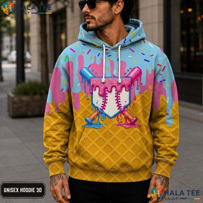 Baseball Dripping 3D Printed Hoodie Warm Thick Sweatshirt Boys Girls Pullover