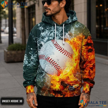 Baseball Fire Kids 3D Printed Hoodie Warm Thick Sweatshirt Boys Girls Apparel