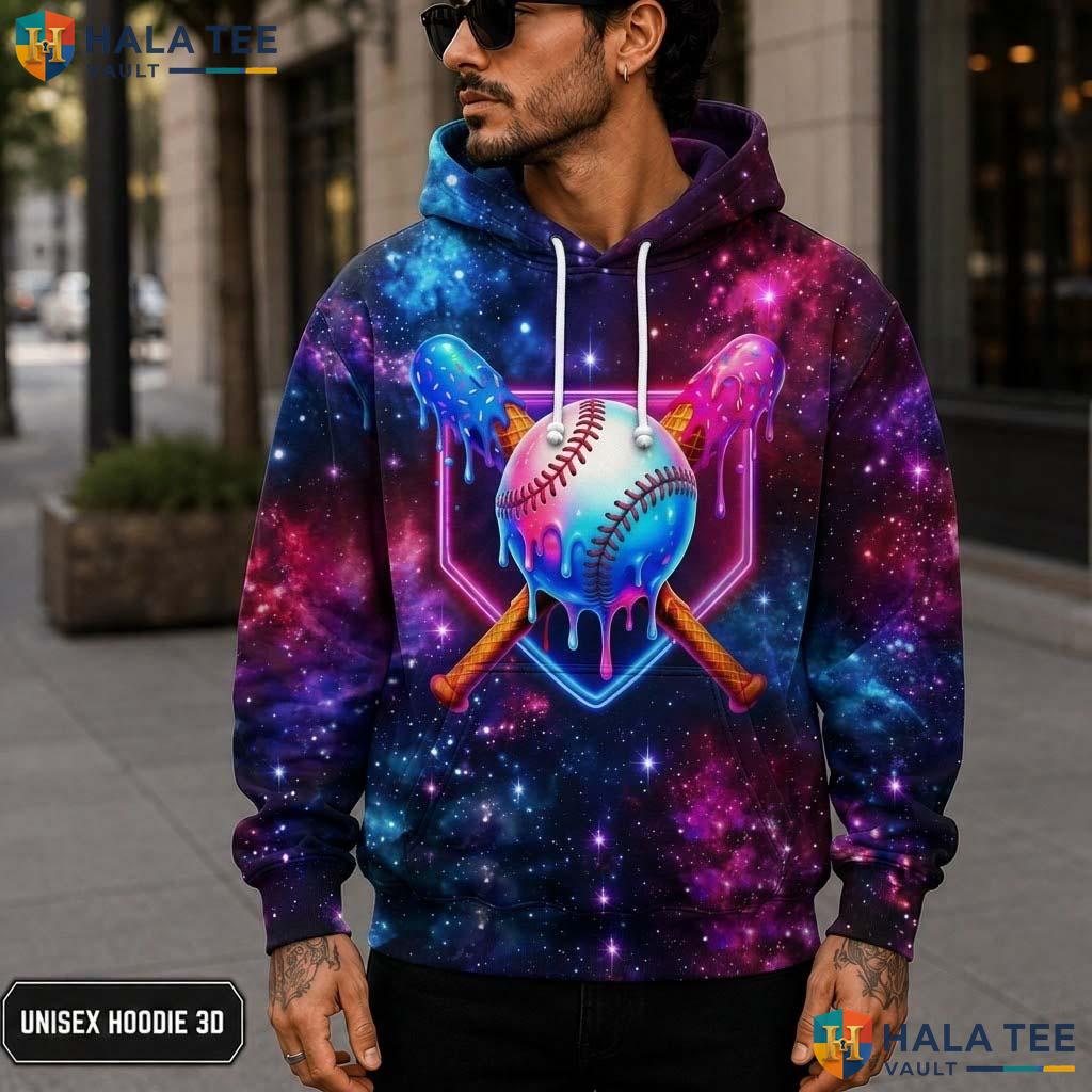 Baseball Galaxy 3D Printed Hoodie Warm Thick Sweatshirt Boys Girls Pullover