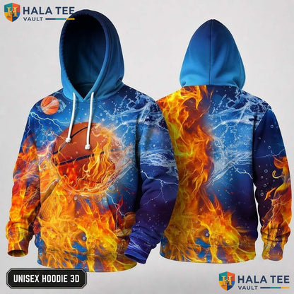 Basketball Fire Kids 3D Hoodie Thick Warm Sweatshirt Boys Girls Wear