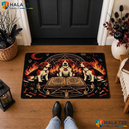 Beagle Dog Halloween Front door mat Holiday Witchy Non Slip Spooky Welcome Rug