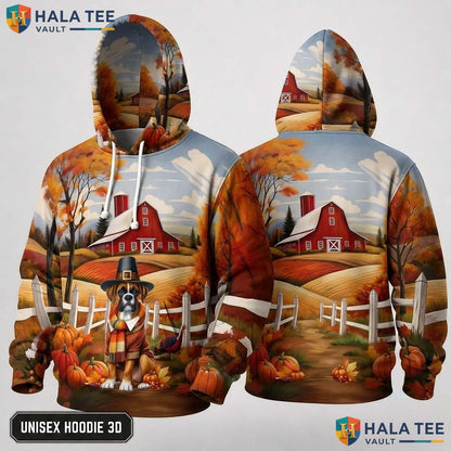 Beagle Pilgrim Pumpkin Thanksgiving 3D Hoodie Fall Leaves Dog Lovers