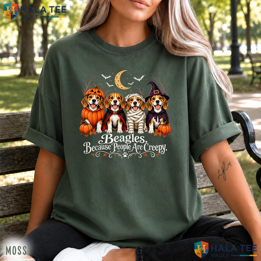 Beagles People Creepy Costume Retro Style T-Shirt Halloween Dogs