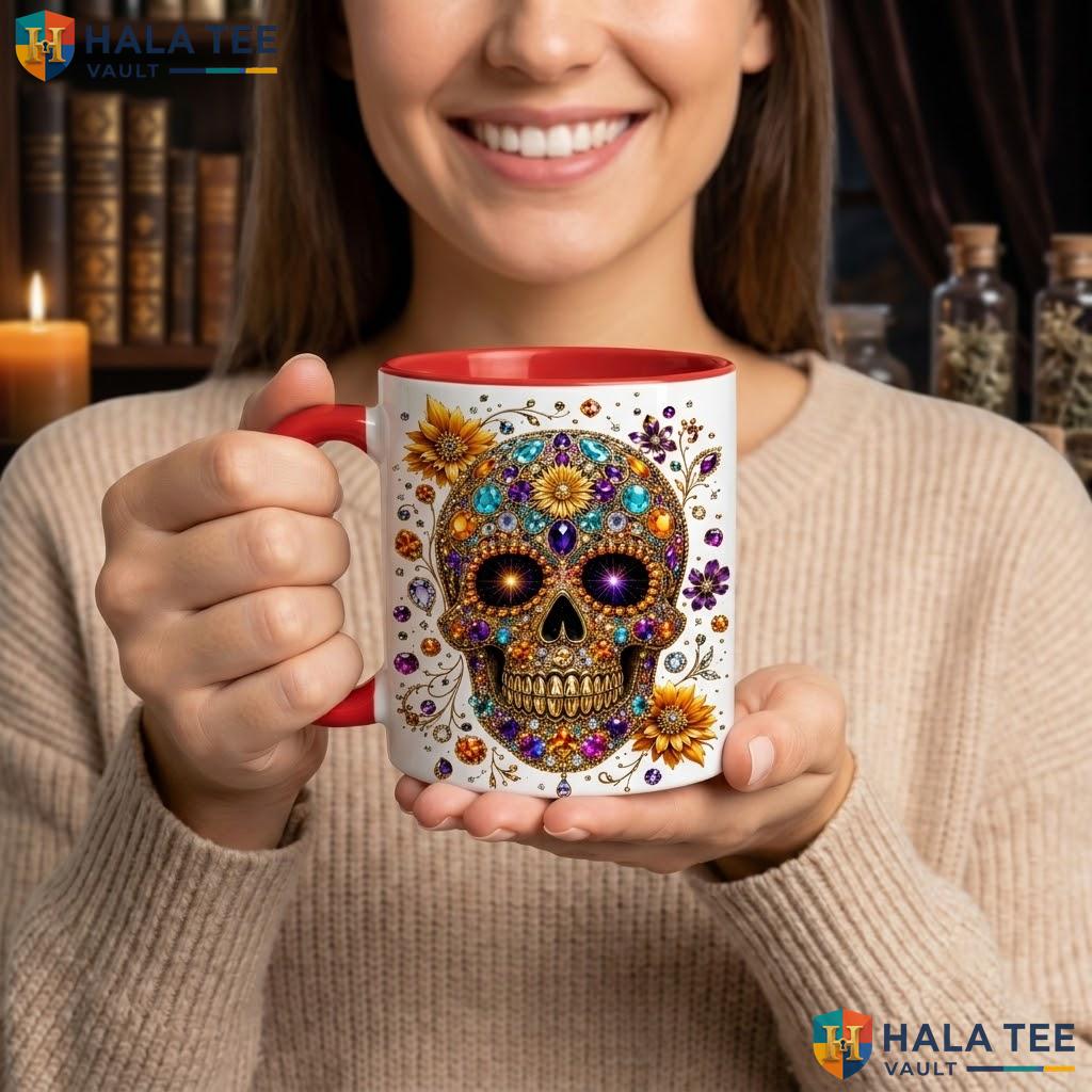 Bibliophile Skull Halloween Mug Personalized Name Witch Ceramic Coffee Camping Mug