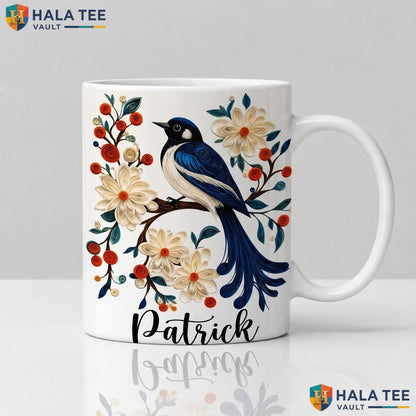 Bird Silhouette Witch Ceramic Mug Personalized Halloween Coffee Cup