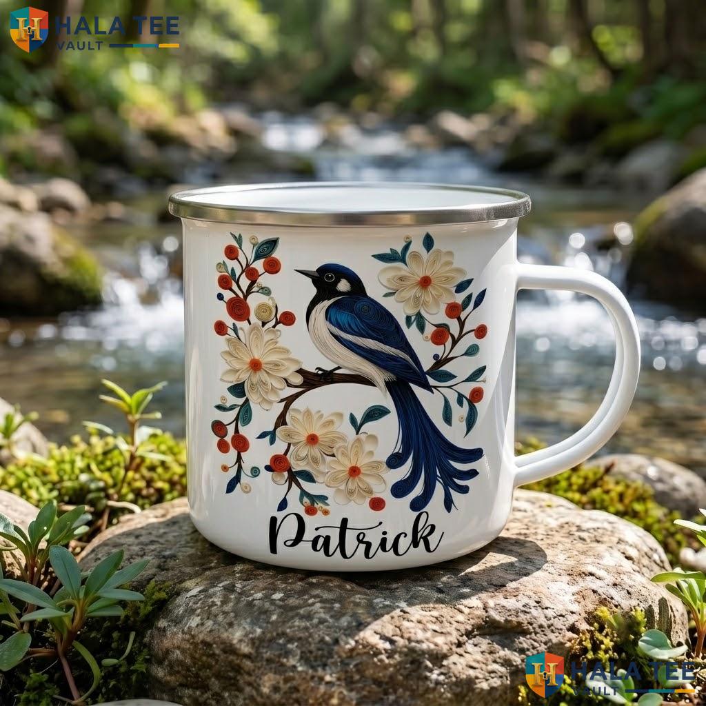 Bird Silhouette Witch Ceramic Mug Personalized Halloween Coffee Accent Mug
