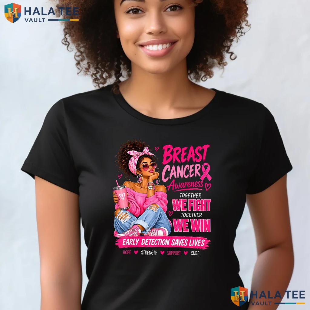 Black African American Afro Shirt Breast Cancer Awareness Women Top