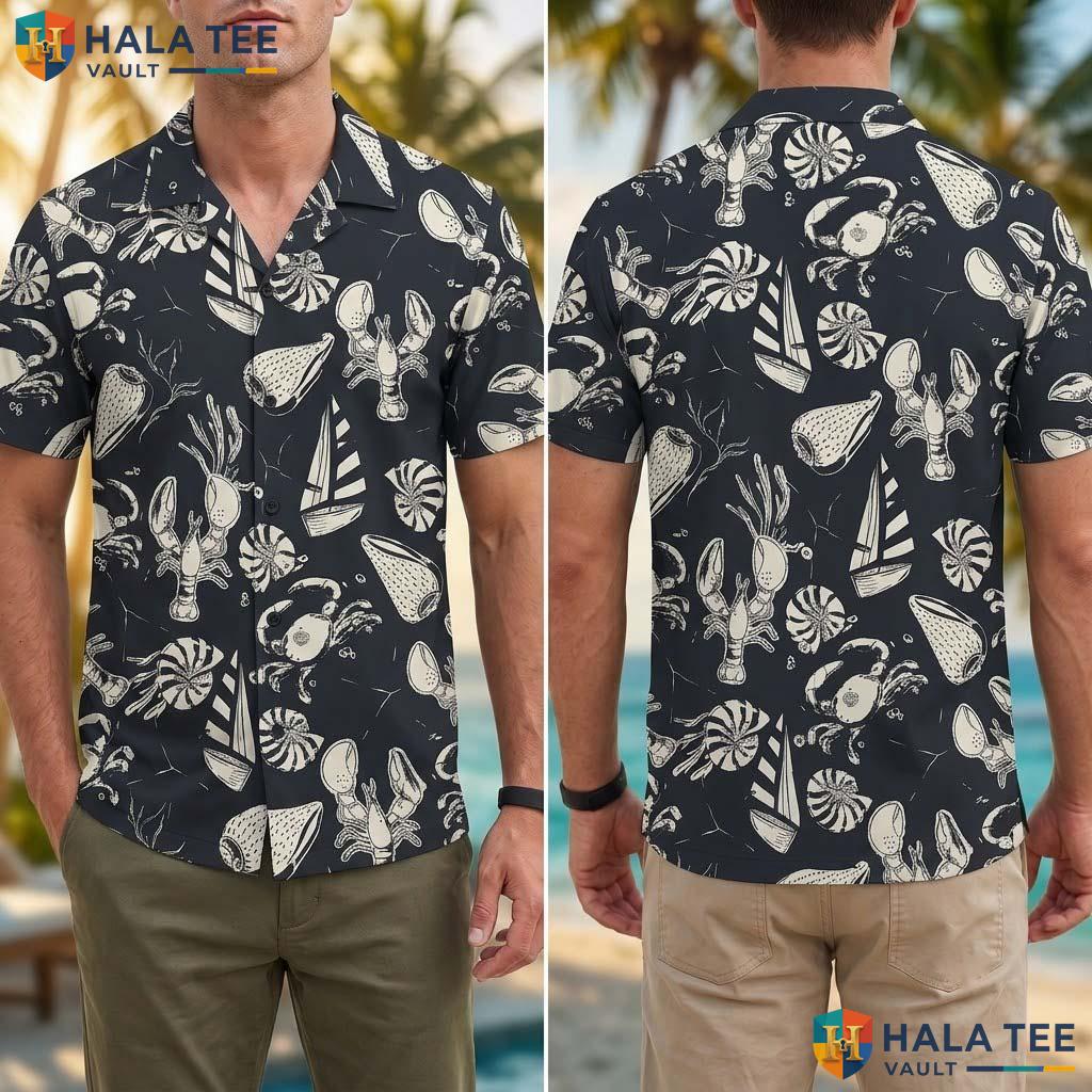 Black Beach Graphic Tropical Shirt Mens Short Sleeve Aloha Button Down