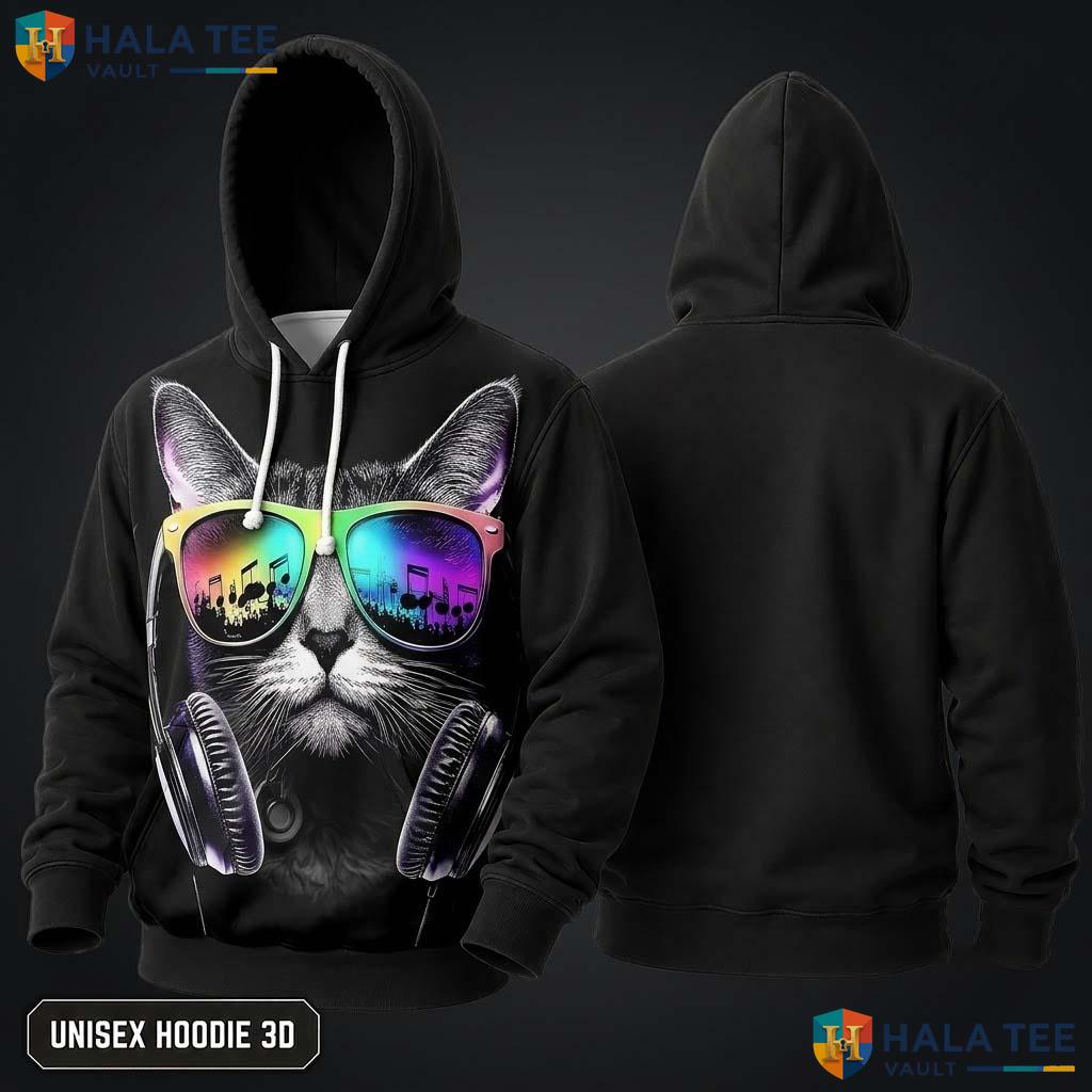 Black Cat Skull 3D Hoodie Men Women Graphic Novelty Pullover Apparel