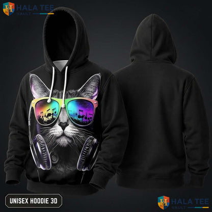 Black Cat Skull 3D Hoodie Men Women Graphic Novelty Pullover Apparel