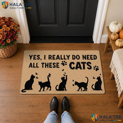 Black Cat Witchy Halloween Front door mat Pumpkin Decorative Welcome Front Porch Rug