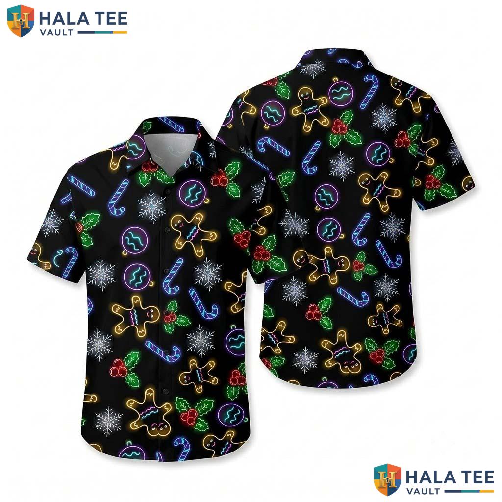 Black Christmas Funny Hawaiian Shirt Mens Crazy Graphic Vacation Wear
