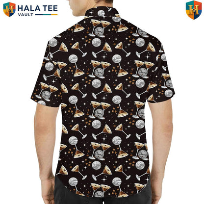 Black Disco Cocktail Aloha T-Shirt Mens Short Sleeve Casual Summer Beachwear