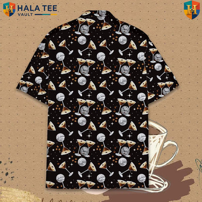 Black Disco Cocktail Aloha Tee Mens Short Sleeve Casual Summer Beachwear