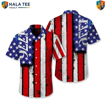 Black Patriotic USA Flag Hawaiian Shirt Mens Fourth Of July Party Gear