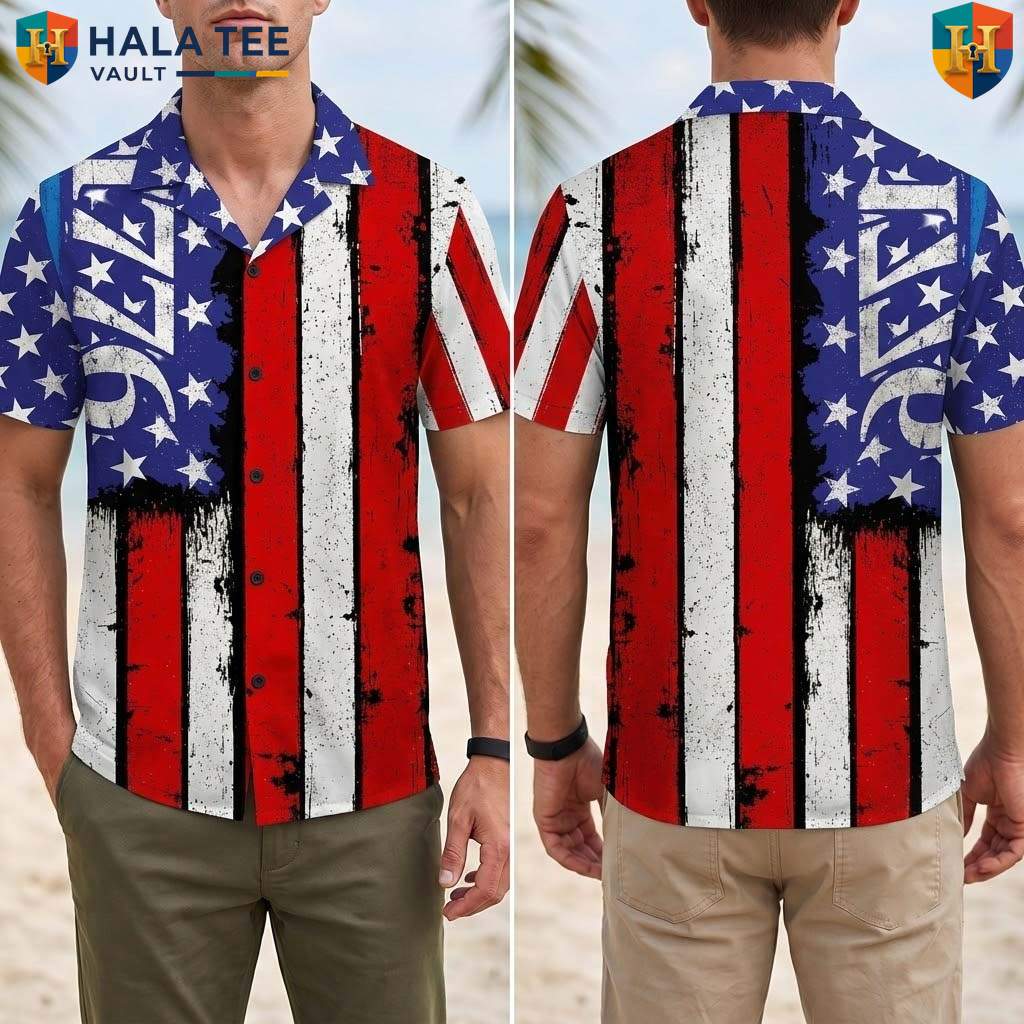 Black Patriotic USA Flag Tropical Shirt Mens Fourth Of July Party Gear