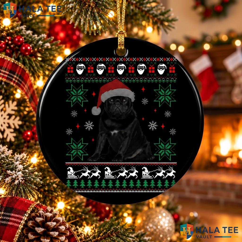 Black Pug Dog Christmas Ornament Funny Pet Lover Holiday Decor Gift