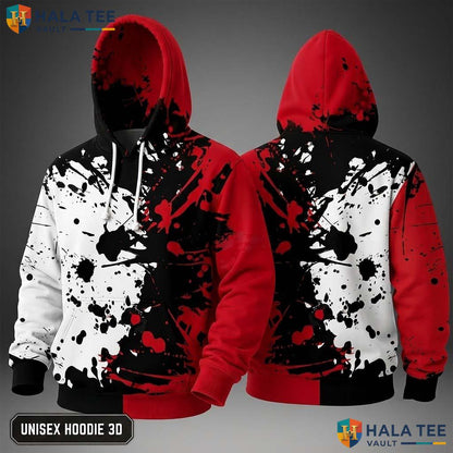 Black Red Splatter 3D Hoodie Warm Thick Sweatshirt Boys Girls Pullover