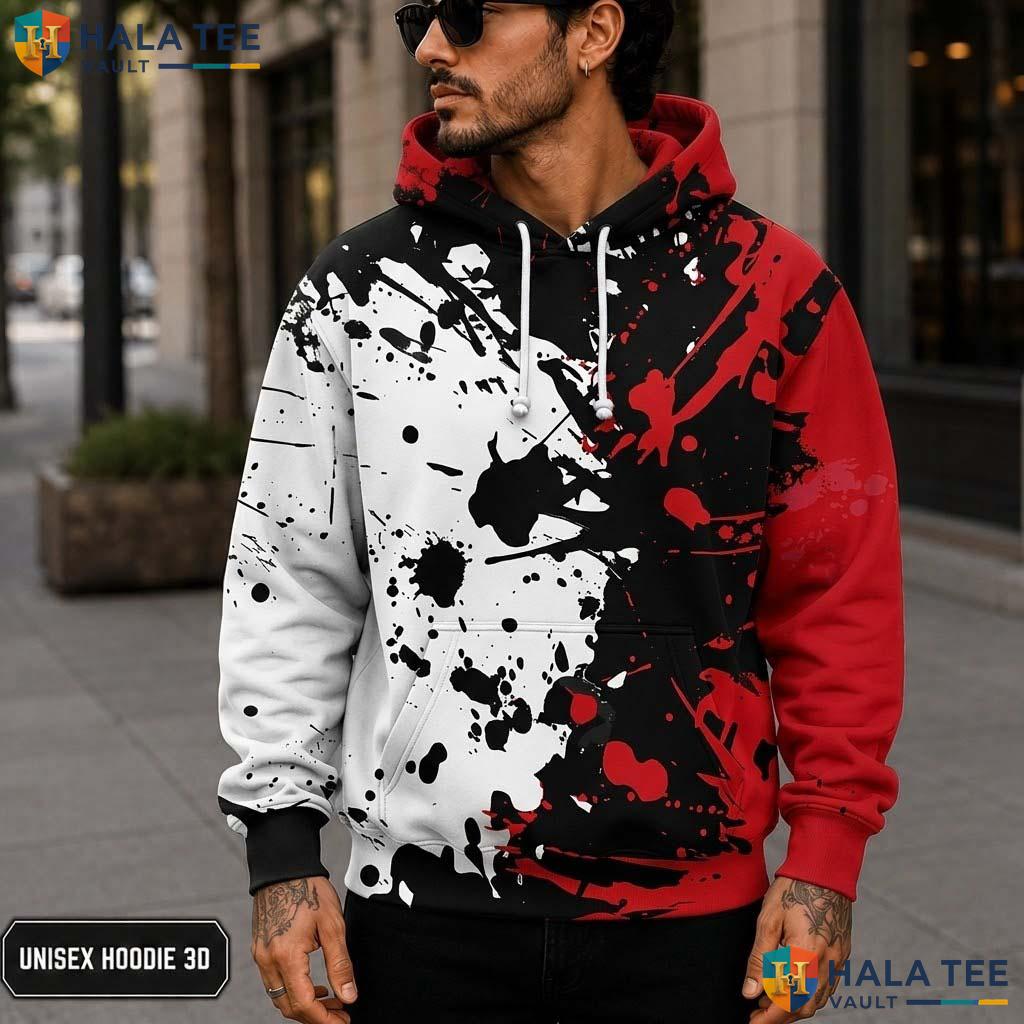 Black Red Splatter 3D Printed Hoodie Warm Thick Sweatshirt Boys Girls Pullover