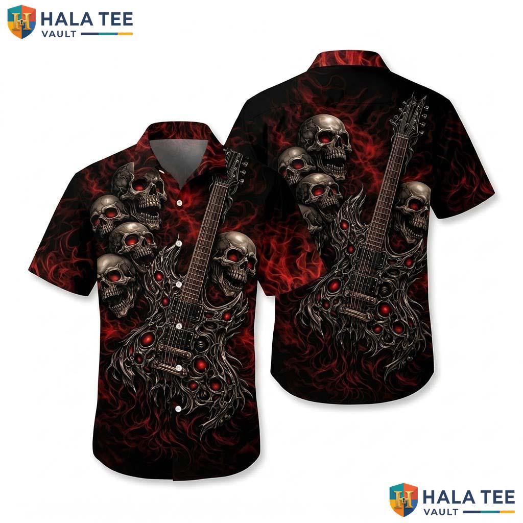 Black Skull Novelty Hawaiian Shirt Mens Crazy Graphic Beach Vacation
