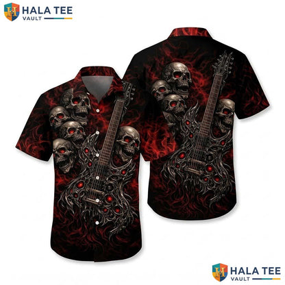 Black Skull Novelty Hawaiian Shirt Mens Crazy Graphic Beach Vacation
