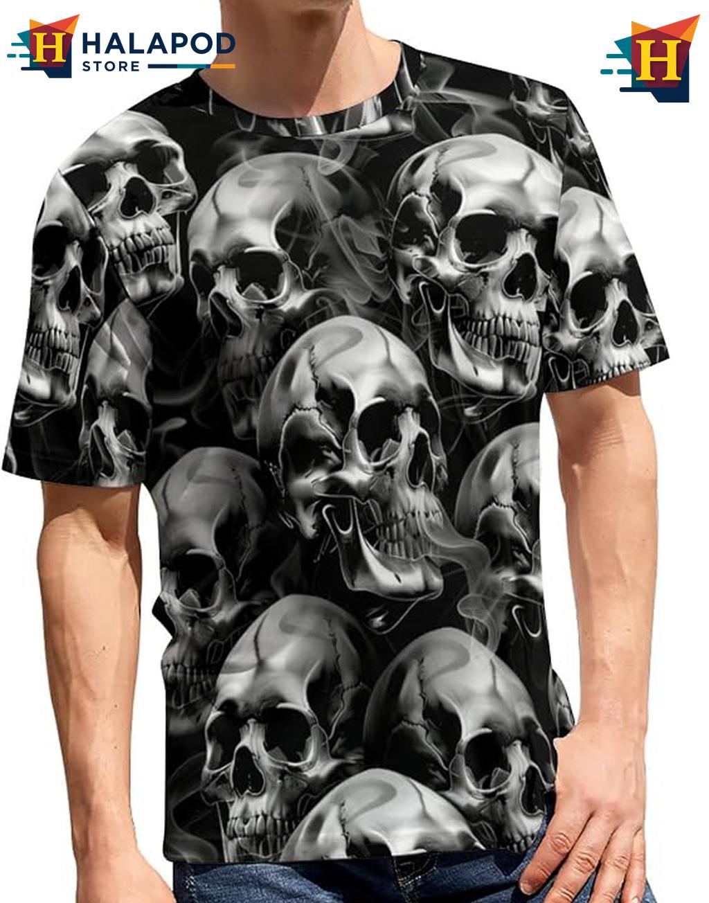 Black Smoke Skull 3D Printed T-Shirt Mens Gothic Grunge Streetwear Novelty Graphic Top