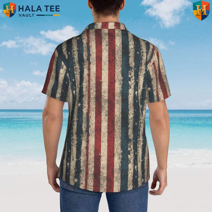 Black Stars Stripes Aloha T-Shirt Mens American Patriotic Fourth Of July Gear