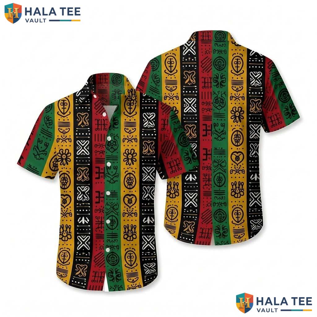 Black Tribal Graphic Hawaiian Shirt Mens Novelty Aloha Beach Button Up