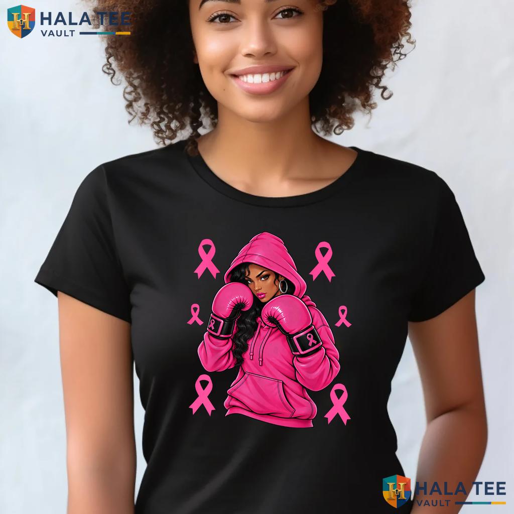Black Woman Breast Cancer T-Shirt African American Fight Pink Ribbon