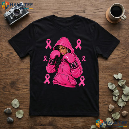Black Woman Breast Cancer T-Shirt African American Fight Pink Ribbon Adult