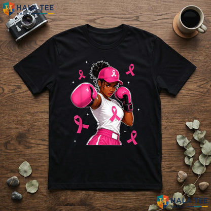 Black Women Cancer Warrior Tee Pink Ribbon Fight Breast Apparel Top Adult