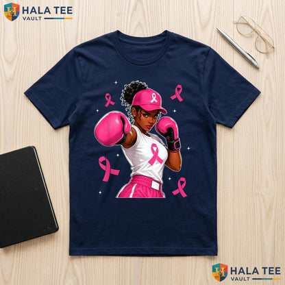 Black Women Cancer Warrior Tee Pink Ribbon Fight Breast Apparel Top Adult