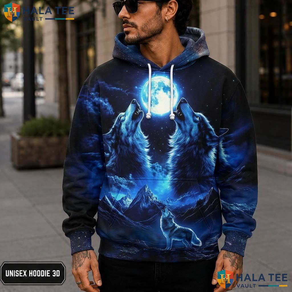 Blue Cool Wolf Skull Hoodie Men Women 3D Graphic Novelty Pullover Top 3D Printed Hoodie