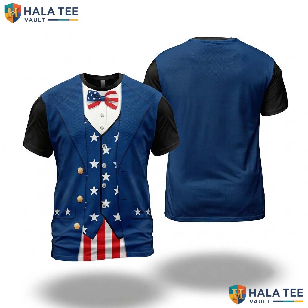Blue Independence Day AOP T-Shirt Mens Fourth Of July Patriotic Party Top
